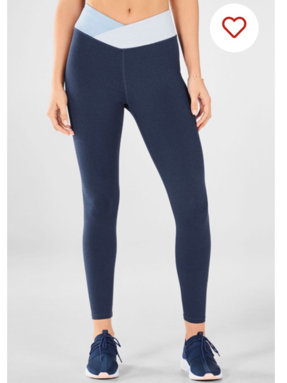 Fabletics Winn II Heathered 7/8 Leggings XS Blue Colorblock Crossover Waist